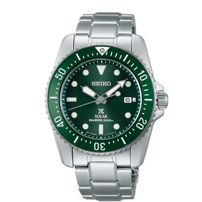 Seiko SNE583P1 Horloge Prospex Solar staal zilverkleurig-groen 38,5 mm