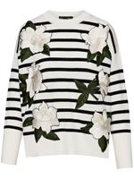 Oscar de la Renta pull Gardenia à rayures - Blanc