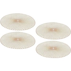 4x Ronde onderlegger/placemat goud 38 cm - Placemats