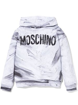 Moschino Kids hoodie à logo imprimé - Blanc