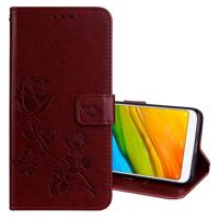 Voor Xiaomi Redmi 5 plus Rose reliëf horizontale Flip milieu PU lederen draagtas met houder & kaartsleuven & portemonnee (bruin)