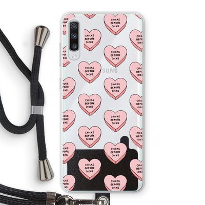 Chicks before dicks: Samsung Galaxy A70 Transparant Hoesje met koord