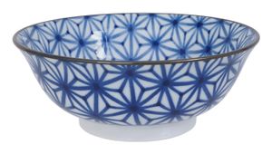 Blauwe en Witte Keramische Kom - Traditioneel Aziatisch Ontwerp - 1000ml - 20.5 x 7 x 8cm