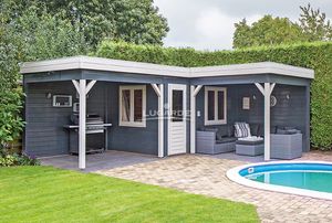 Lugarde Tuinhuis PR40 720x600 cm - 44 mm- Plat dak- Hout- Lugarde