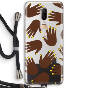 Hands dark: OnePlus 6 Transparant Hoesje met koord