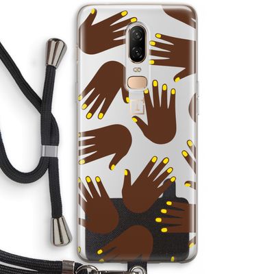 Hands dark: OnePlus 6 Transparant Hoesje met koord