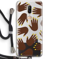 Hands dark: OnePlus 6 Transparant Hoesje met koord