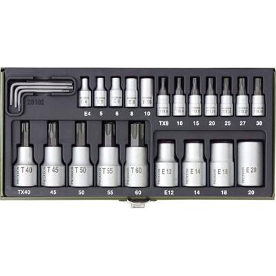 Proxxon Industrial 23 102 Buiten-zesrond (TX), Binnen-zesrond (TX), Zesrond-TX BO Dopsleutel-bitinzetset 24-delig 1/4 (6.3 mm), 1/2 (12.5 mm)