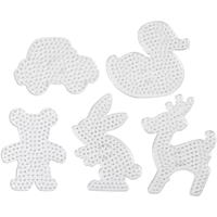 Creativ Company Onderplaat, teddybeer, auto, rendier, eend en konijn, afm 16x19,5-19x24 cm, jumbo, helder, 5 stuk/ 1 doos