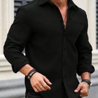 Bon&Bon Homme Men's Brown Corduroy Long Sleeve Casual Button Shirt Black / XXL