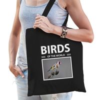 Putter vogel tasje zwart volwassenen en kinderen - birds of the world kado boodschappen tas