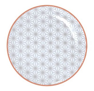 Gebaksbord - Tokyo Design Studio - Star Wave - Grijs/Rood - 16x2cm