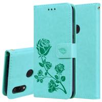 Rose reliëf horizontale Flip PU lederen draagtas voor Xiaomi Redmi Note 7 met houder & kaartsleuven & portemonnee (groen)