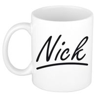 Naam cadeau mok / beker Nick met sierlijke letters 300 ml - thumbnail