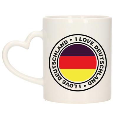 Cadeau koffiemok Duitsland - vlag - I love - 300 ml - keramiek - landen thema - support