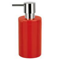 Luxe zeeppompje/dispenser Sienna - glans rood - porselein - 16 x 7 cm - 300 ml