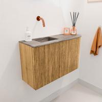 Toiletmeubel Mondiaz Joya Dlux | 71.6 cm | Meubelkleur Oak | Faye wastafel Oza Wasbak Links | Zonder kraangat(en)