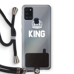 King zwart: Samsung Galaxy A21s Transparant Hoesje met koord