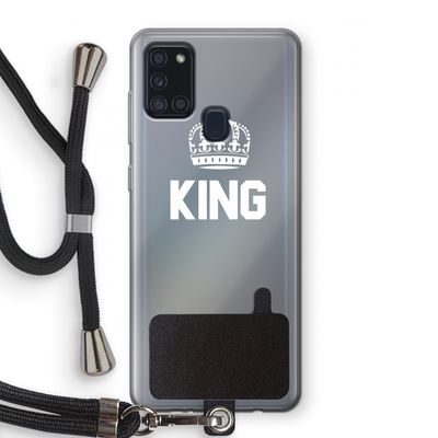 King zwart: Samsung Galaxy A21s Transparant Hoesje met koord