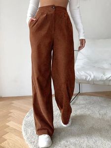 Plain Urban Loose Corduroy Casual Pants