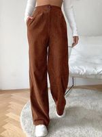 Plain Urban Loose Corduroy Casual Pants