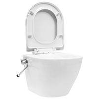 vidaXL Hangend toilet randloos met bidetfunctie keramiek wit - thumbnail