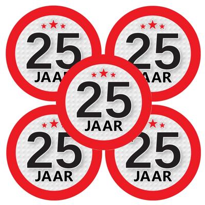 25 jaar leeftijd sticker - 12x - rond - Dia 9 cm - 25 jaar verjaardag - jubileum - leeftijd versieri