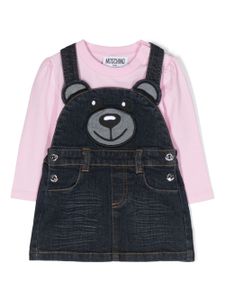 Moschino Kids robe en jean à motif Teddy Bear - Bleu