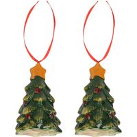 2x Kersthangers kerstboompjes 8 cm kerstboomversiering - Kersthangers - thumbnail