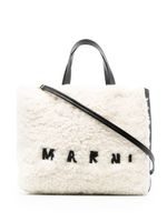 Marni sac cabas Museo en peau lainée - Blanc - thumbnail