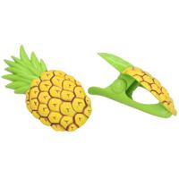 Gerimport Handdoekknijpers - 2x - geel - ananas - handdoekklem - kunststof