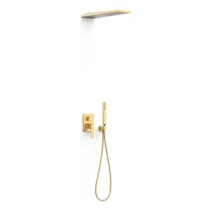 Regendouche set Tres Slim | Inbouw | Mengkraan | 2-weg | Vierkant | 24k Goud mat