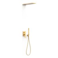 Regendouche set Tres Slim | Inbouw | Mengkraan | 2-weg | Vierkant | 24k Goud mat