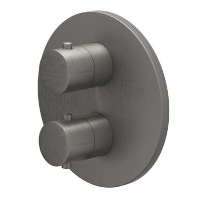 Afbouwdeel IVY Bond Inbouwthermostaat 1 Stopkraan Met Rond Rozet Geborsteld Metal Black PVD