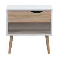 2e Halve Prijs Leen Bakker - Nachtkastje Delta - 1 Lade - Spaanplaat - Wit - 50.1x49.7x39.1 Cm