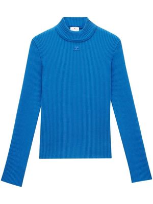 Courrèges pull nervuré à col montant - Bleu