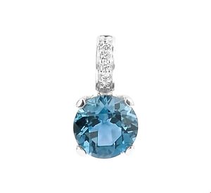 TFT Hanger Witgoud London Blue Topaas En Diamant 0.03ct H SI