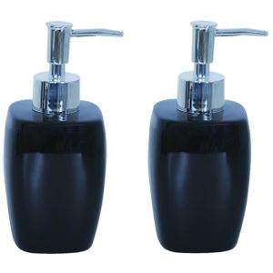 Zeeppompje/zeepdispenser Montreal - 2x - keramiek - zwart - 7 x 16 cm - 260 ml