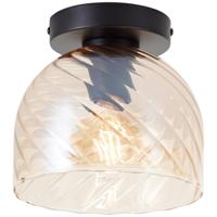 Brilliant PlafondlampCasto zwart met amber glas - 60107/20