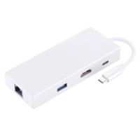 USB-C / Type-C naar HDMI & RJ45 & 2 x USB 3.0 & SD & Micro SD Kaartlezer Adapter HUB met USB-C / Type-C opladen voor MacBook / Xiaomi Mi Notebook Air