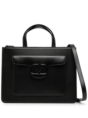 Valentino Garavani porte-documents en cuir à détail Vlogo - Noir