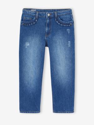 Rechte jeans MorphologiK meisjes heupomvang Large donkerblauw