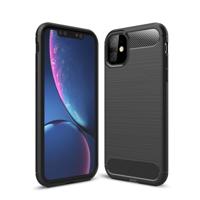 Geborsteld textuur koolstofvezel TPU Case voor iPhone 11 (zwart)
