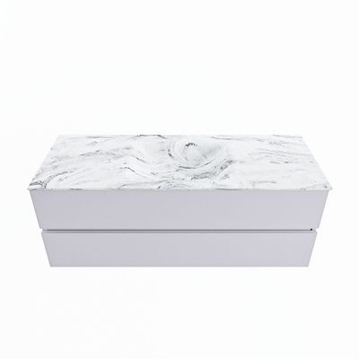 MONDIAZ VICA-DLUX 130cm badmeubel onderkast Cale 2 lades. Inbouw wastafel CLOUD midden 1 kraangat, kleur Glace.