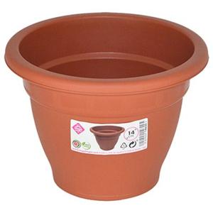 Plantenpot/bloempot - D14 cm - terra cotta kleur - rond - kunststof