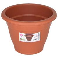 Plantenpot/bloempot - D14 cm - terra cotta kleur - rond - kunststof