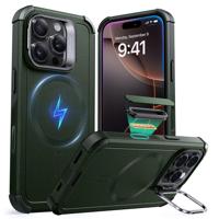 iPhone 16 Pro Max Cyber Tough Magnetic Case (Camera Control, Stash Stand) - Army Green