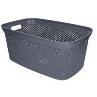 Wasmand - grijs - kunststof - 34 x 54 x 23 cm - 35 liter - met handvatten - manden voor wasgoed