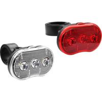 Fietslamp LED set - 2-delig - wit en rood - 3 functies - inclusief batterijen