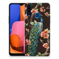 Samsung Galaxy A20s TPU Hoesje Pauw met Bloemen - thumbnail